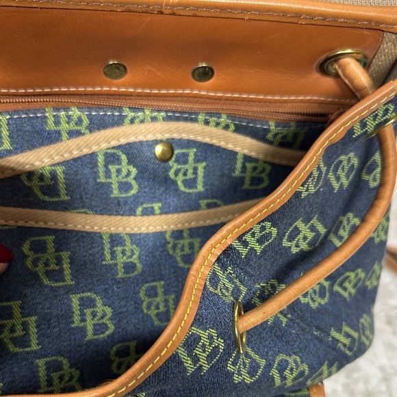 Dooney & Bourke Vintage Navy and Tan Signature Backpack Excellent Condition - Picture 10 of 16